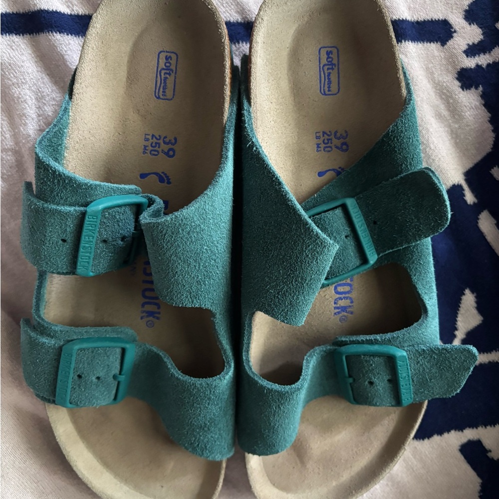 Birkenstock teal ARIZONA, 39 narrow soft footbed